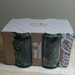 Coca-Cola Can-Shaped Glasses Set of 4 | 12oz Recycled Glass | NWT Boxed
